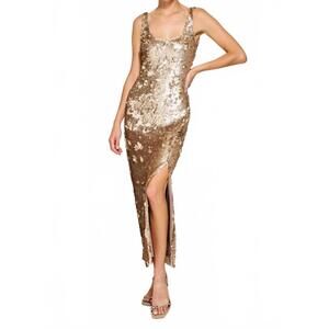 NEW LINE AND DOT naida sequins dress in gold